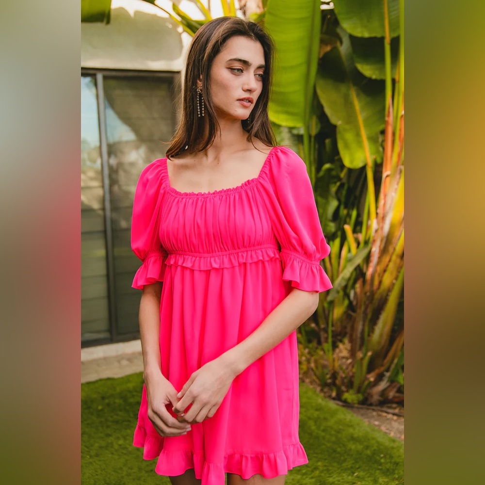 BiBi Pink Ruched Ruffled Mini Shorts - Picture 7 of 9
